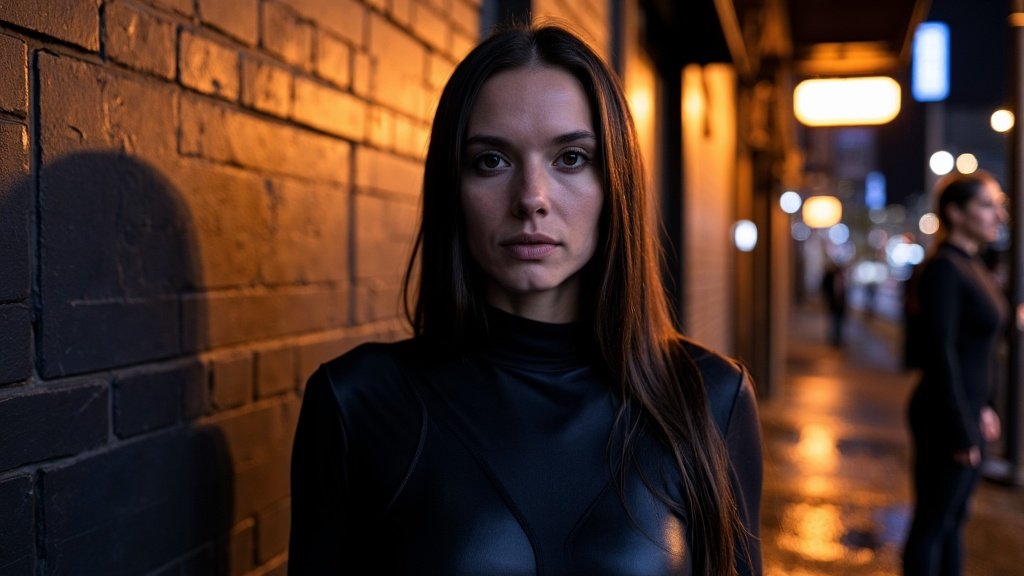 Tatimost — I Don't Operate In Fear / Мною не править страх: a composed figure in a dark alley, city lights behind, seeing the traps before they close.